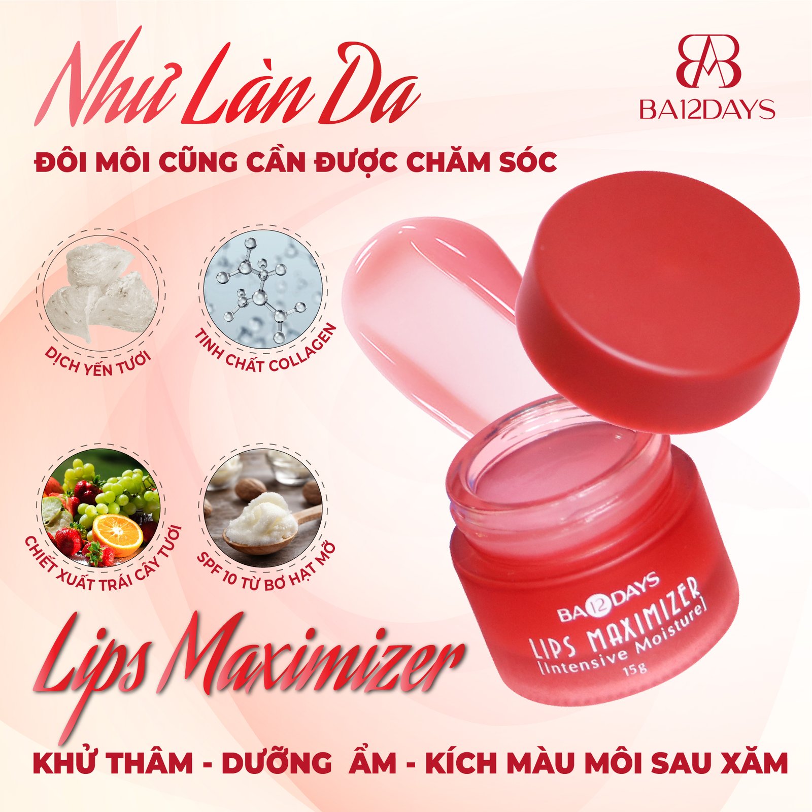 Son Dưỡng Khử Thâm Môi Lips Maximizer - Ba12days Cosmetics